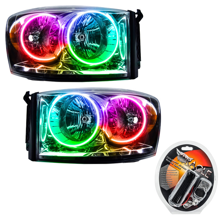 ORACLE 2007-2008 Dodge Ram Pre-Assembled Halo Headlights - ColorSHIFT - with RF Controller