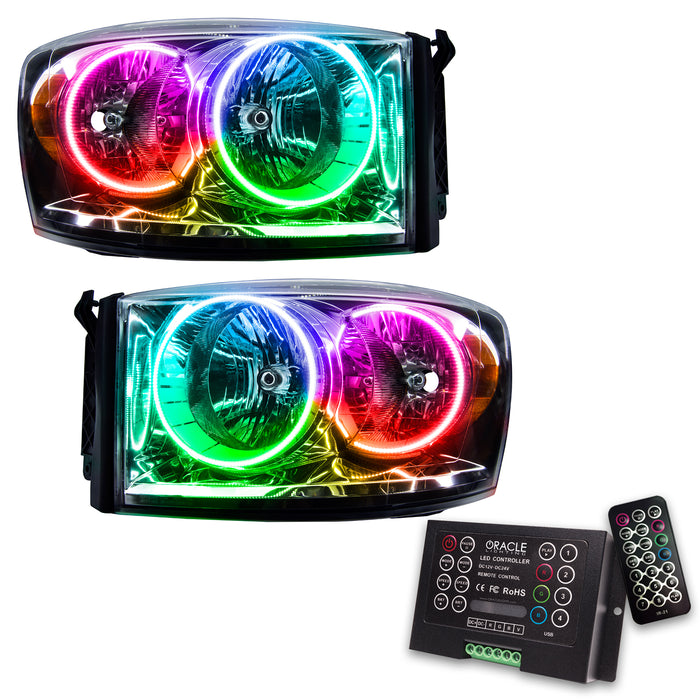 ORACLE 2007-2008 Dodge Ram Pre-Assembled Halo Headlights - ColorSHIFT - with 2.0 Controller