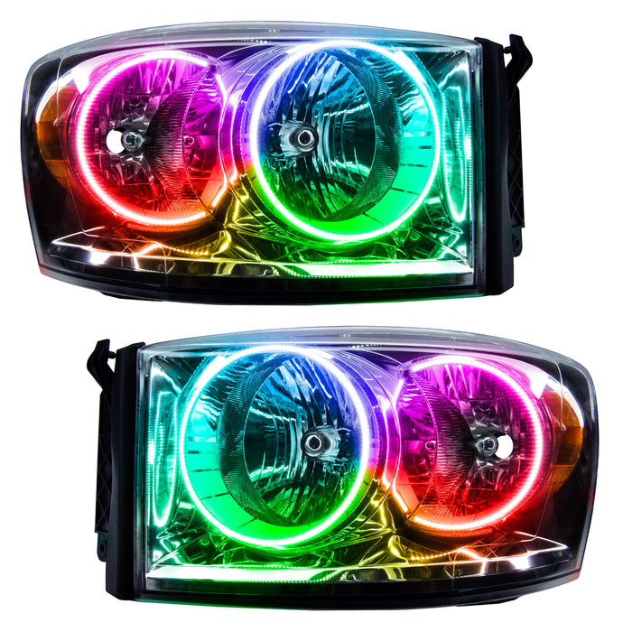 ORACLE 2007-2008 Dodge Ram Pre-Assembled Halo Headlights - ColorSHIFT - with No Controller