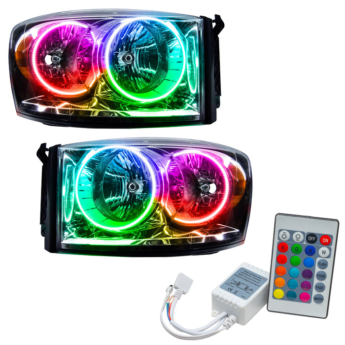 ORACLE 2007-2008 Dodge Ram Pre-Assembled Halo Headlights - ColorSHIFT - with Simple Controller