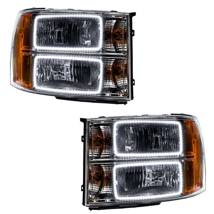 ORACLE 2007-2013 GMC Sierra Pre-Assembled Halo Headlights - (Square Halo) - White
