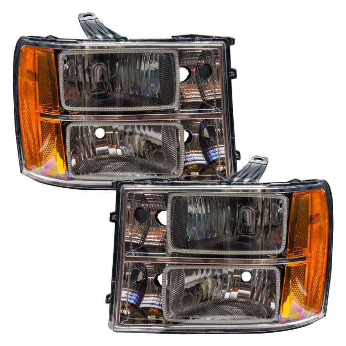 ORACLE 2007-2013 GMC Sierra Pre-Assembled Halo Headlights - (Square Halo) - ColorSHIFT - with No Controller