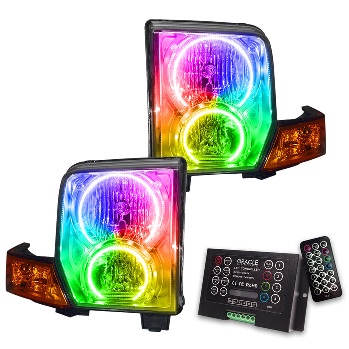ORACLE 2006-2010 Jeep Commander Pre-Assembled Halo Headlights - ColorSHIFT - with 2.0 Controller