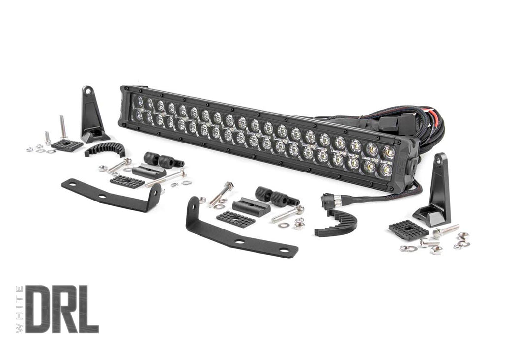LED Light Kit - Bumper Mount - 20 inch Black Dual Row - White DRL - Nissan Titan XD (16-24)