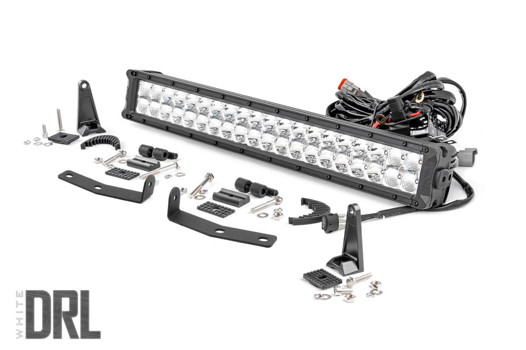LED Light Kit - Bumper Mount - 20 inch Chrome Dual Row - White DRL - Nissan Titan XD (16-24)