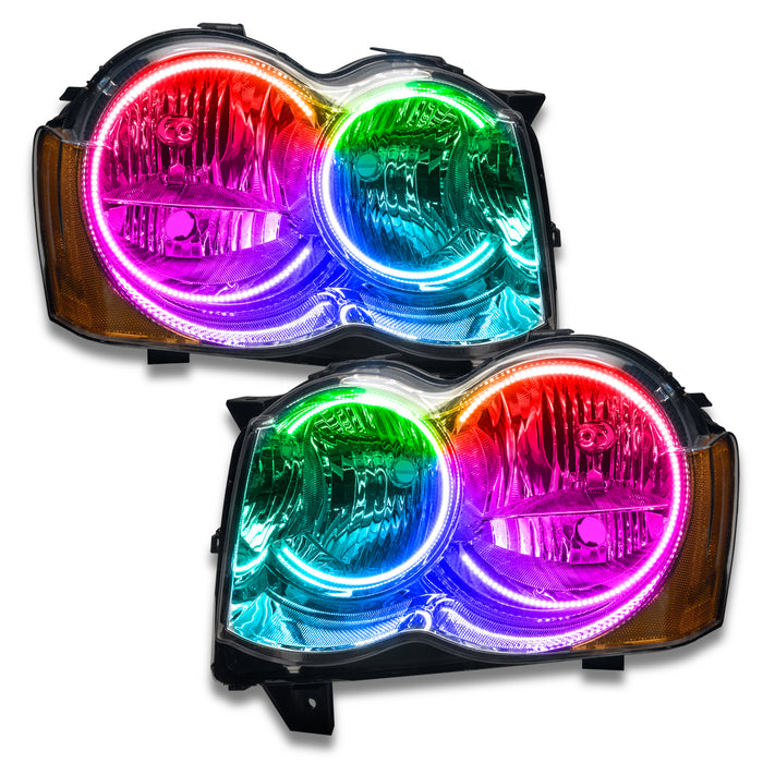 ORACLE 2008-2010 Jeep Grand Cherokee Pre-Assembled Halo Headlights - (Non-HID) - ColorSHIFT - with No Controller