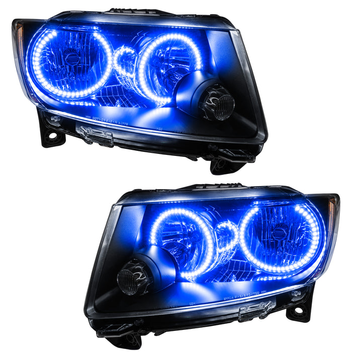 ORACLE 2011-2013 Jeep Grand Cherokee Non-HID Pre-Assembled Halo Headlights - (Chrome) - Blue