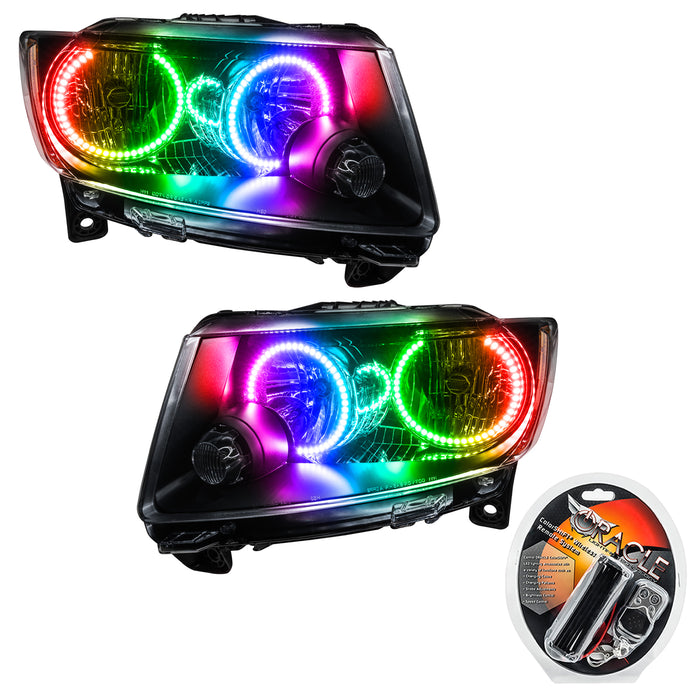 ORACLE 2011-2013 Jeep Grand Cherokee Non-HID Pre-Assembled Halo - (Chrome) - ColorSHIFT - with RF Controller