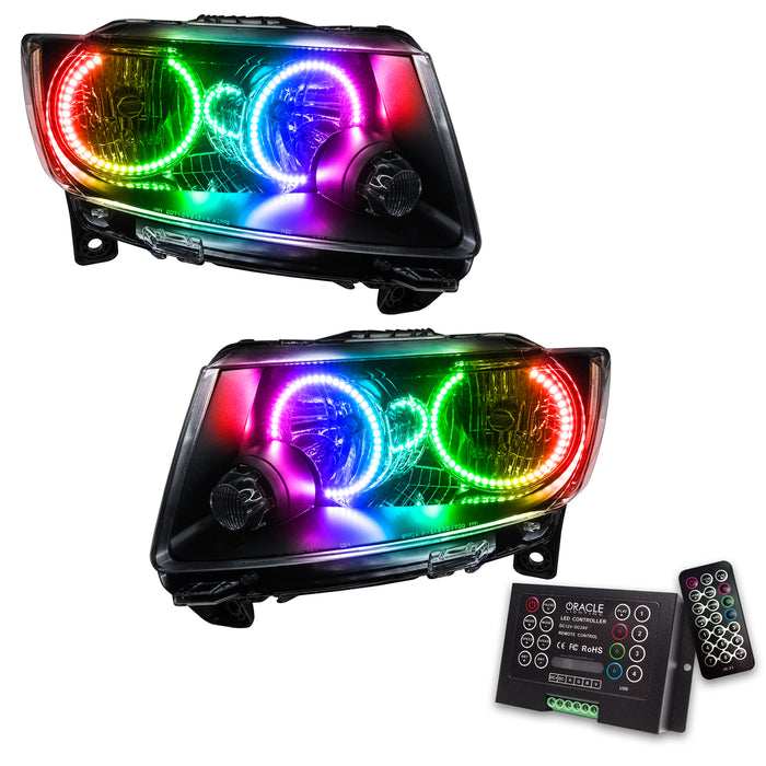 ORACLE 2011-2013 Jeep Grand Cherokee Non-HID Pre-Assembled Halo - (Chrome) - ColorSHIFT - with 2.0 Controller