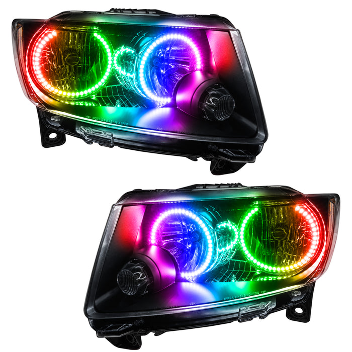 ORACLE 2011-2013 Jeep Grand Cherokee Non-HID Pre-Assembled Halo - (Chrome) - ColorSHIFT - with No Controller