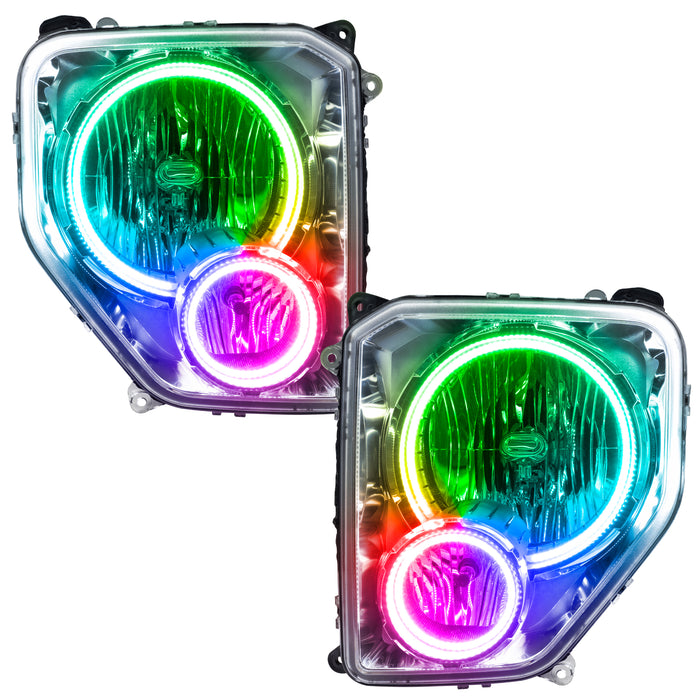 ORACLE 2008-2012 Jeep Liberty Pre-Assembled Halo Headlights - ColorSHIFT - with No Controller