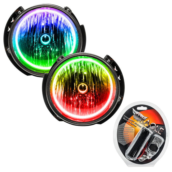 ORACLE 2007-2016 Jeep Wrangler JK Pre-Assembled Halo Headlights - ColorSHIFT - with RF Controller