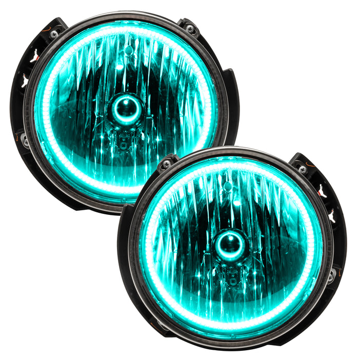 ORACLE 2007-2016 Jeep Wrangler JK Pre-Assembled Halo Headlights - ColorSHIFT - with No Controller