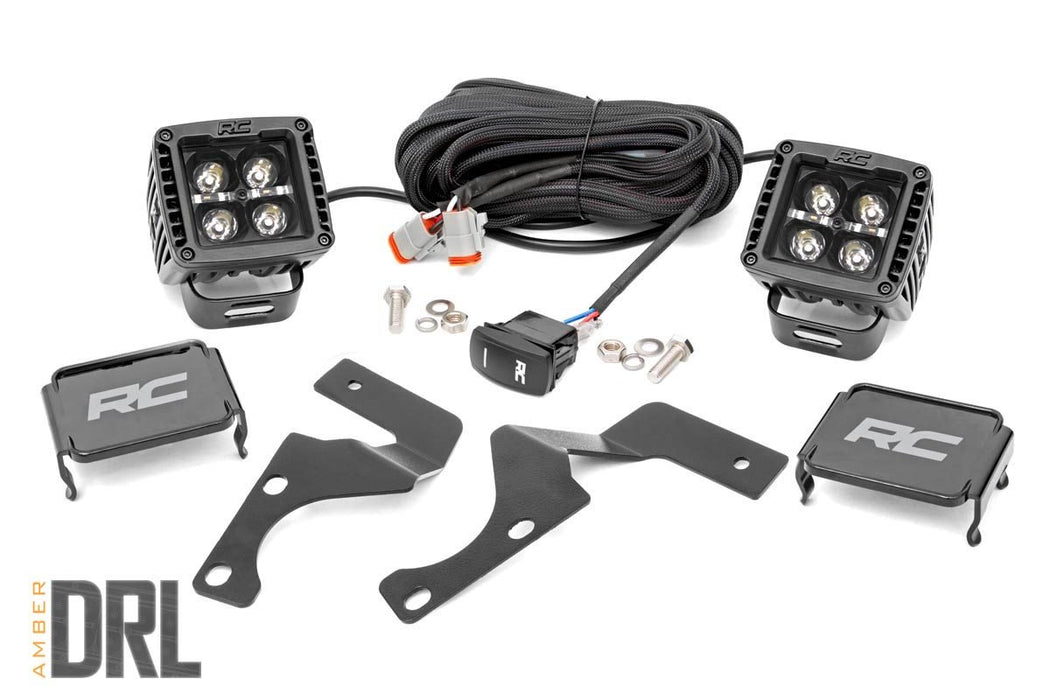 LED Light Kit - Ditch Mount - 2 inch Black Pair - Amber DRL - Toyota 4Runner (10-24)