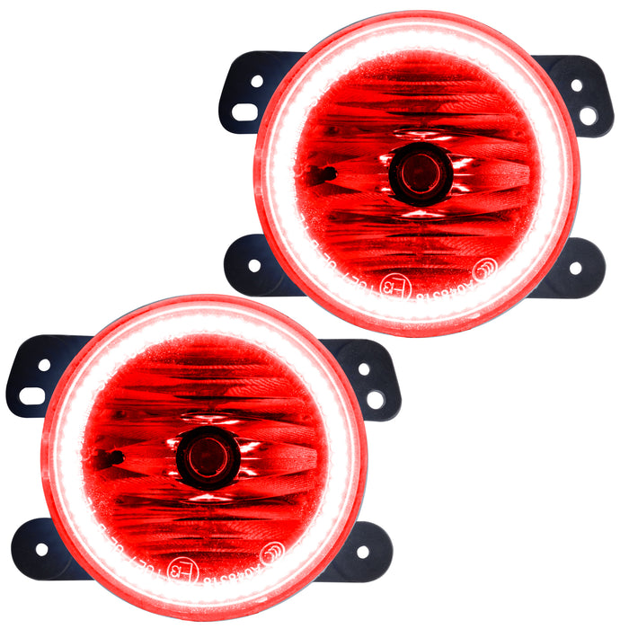ORACLE 2007-2009 Jeep Wrangler JK Pre-Assembled LED Halo Fog Lights - Red