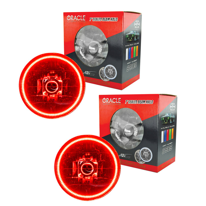 ORACLE 1997-2006 Jeep Wrangler TJ Pre-Assembled LED Halo Headlights - Red