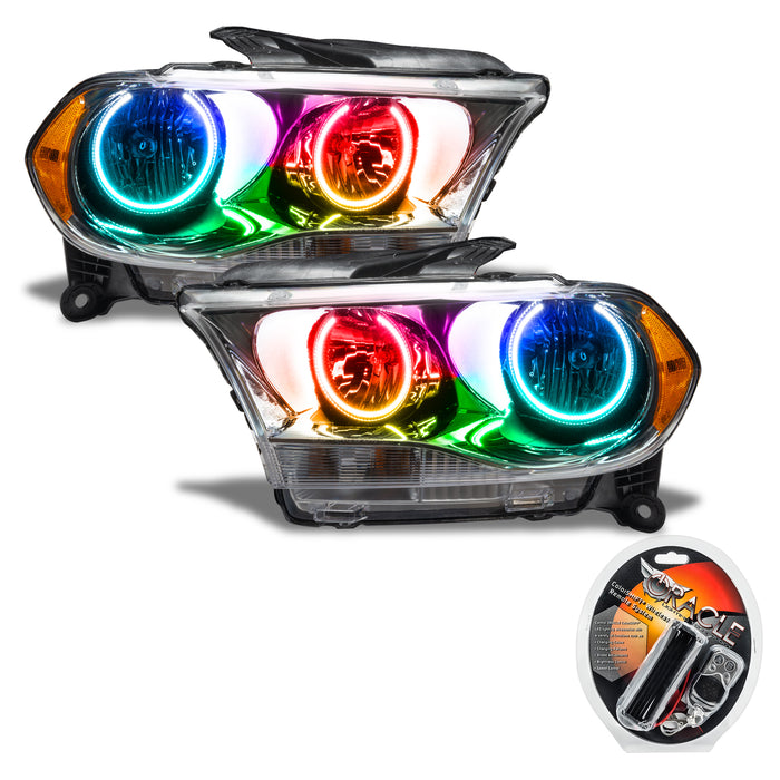 ORACLE 2011-2013 Dodge Durango Non-HID Pre-Assembled Halo Headlights - (Chrome) - ColorSHIFT - with RF Controller