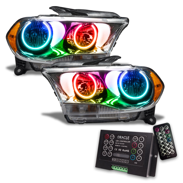 ORACLE 2011-2013 Dodge Durango Non-HID Pre-Assembled Halo Headlights - (Chrome) - ColorSHIFT - with 2.0 Controller