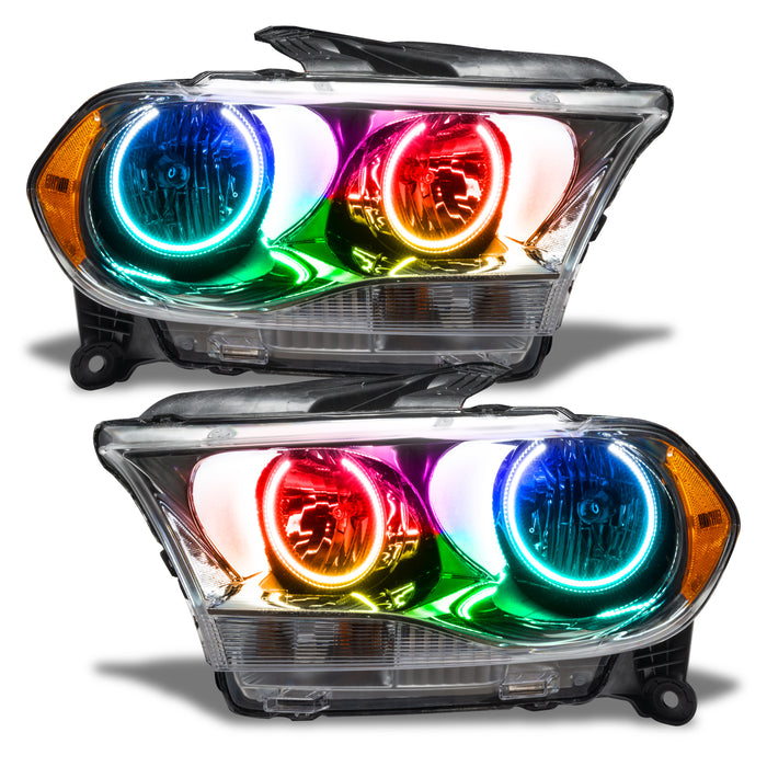 ORACLE 2011-2013 Dodge Durango Non-HID Pre-Assembled Halo Headlights - (Chrome) - ColorSHIFT - with No Controller