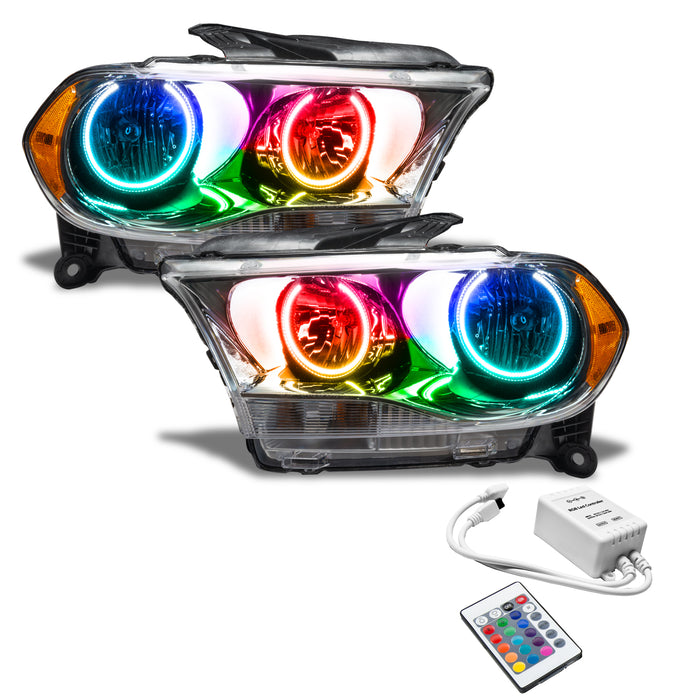 ORACLE 2011-2013 Dodge Durango Non-HID Pre-Assembled Halo Headlights - (Chrome) - ColorSHIFT - with Simple Controller
