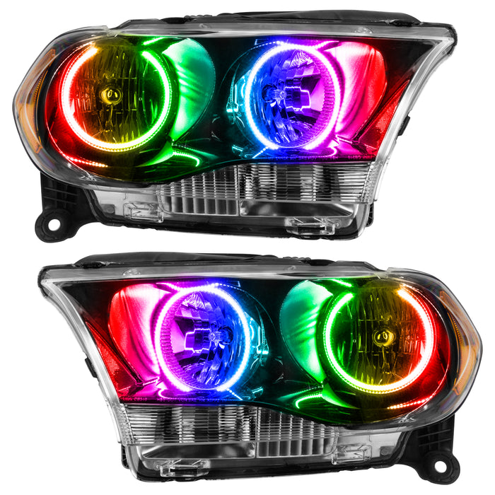 ORACLE 2011-2013 Dodge Durango Non-HID Pre-Assembled Halo Headlights - (Black) - ColorSHIFT - with No Controller