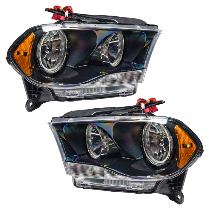 ORACLE 2011-2013 Dodge Durango Non-HID Pre-Assembled Halo Headlights - (Black) - ColorSHIFT - with No Controller