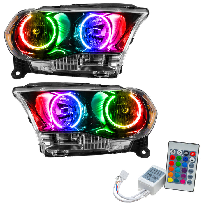 ORACLE 2011-2013 Dodge Durango Non-HID Pre-Assembled Halo Headlights - (Black) - ColorSHIFT - with Simple Controller