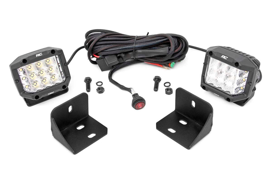Rough Country LED Light - Rear Cab Mount - 3" Chrome Pair - Wide Angle | Can-Am Defender HD 5/HD 8/HD 9/HD 10