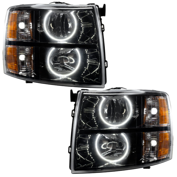 ORACLE 2007-2013 Chevrolet Silverado Pre-Assembled Halo Headlights with Round Halos - (Black) - White