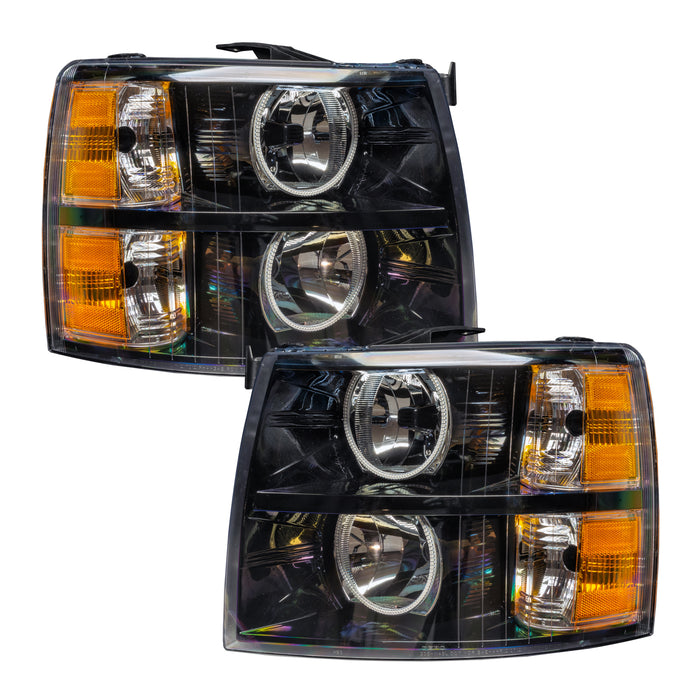 ORACLE 2007-2013 Chevrolet Silverado Pre-Assembled Halo Headlights with Round Halos - (Black) - Green