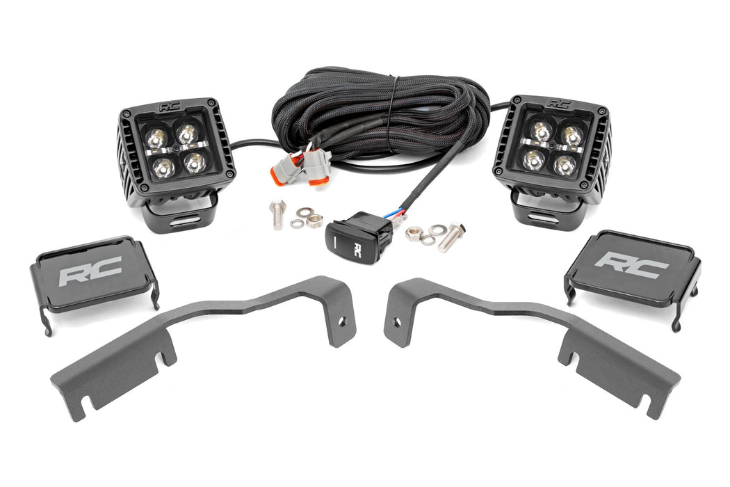 Rough Country LED Light Kit - Ditch Mount - 2" Black Pair - Amber DRL | Nissan Frontier (22-25)