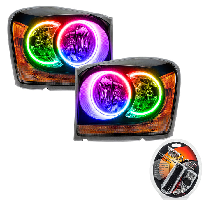 ORACLE 2004-2006 Dodge Durango Pre-Assembled Halo Headlights - (Black) - ColorSHIFT - with RF Controller