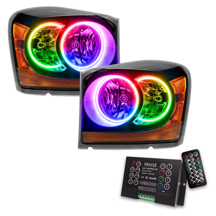 ORACLE 2004-2006 Dodge Durango Pre-Assembled Halo Headlights - (Black) - ColorSHIFT - with 2.0 Controller