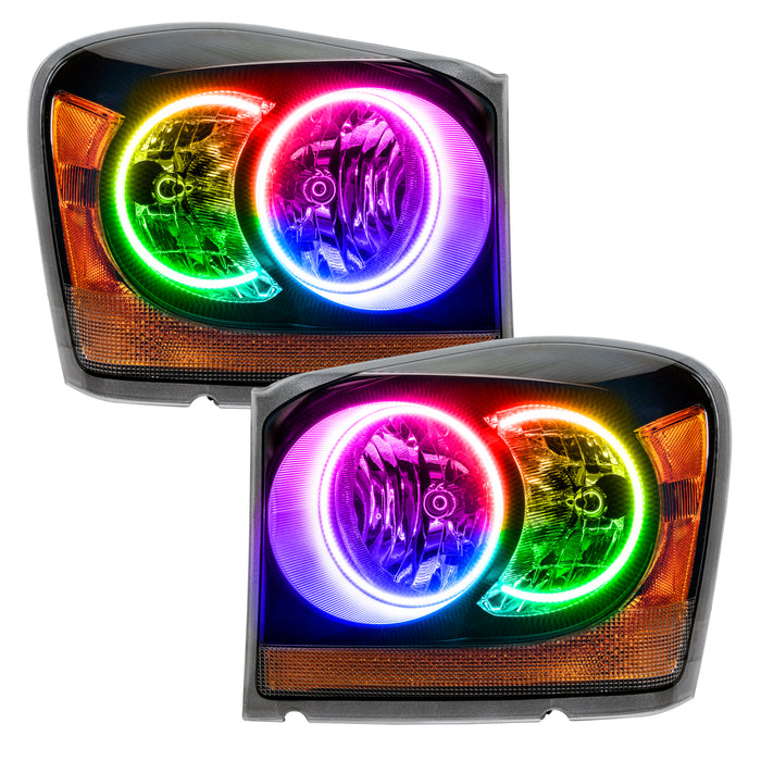 ORACLE 2004-2006 Dodge Durango Pre-Assembled Halo Headlights - (Black) - ColorSHIFT - with No Controller