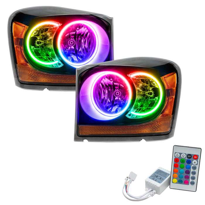 ORACLE 2004-2006 Dodge Durango Pre-Assembled Halo Headlights - (Black) - ColorSHIFT - with Simple Controller