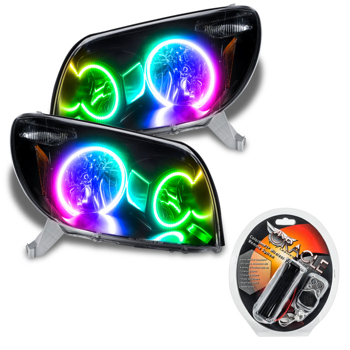 ORACLE 2003-2005 Toyota 4Runner Pre-Assembled Halo Headlights - (Black) - ColorSHIFT - with RF Controller