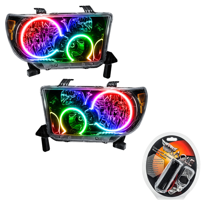 ORACLE 2007-2013 Toyota Tundra Pre-Assembled Headlights - (Black) - ColorSHIFT - with RF Controller