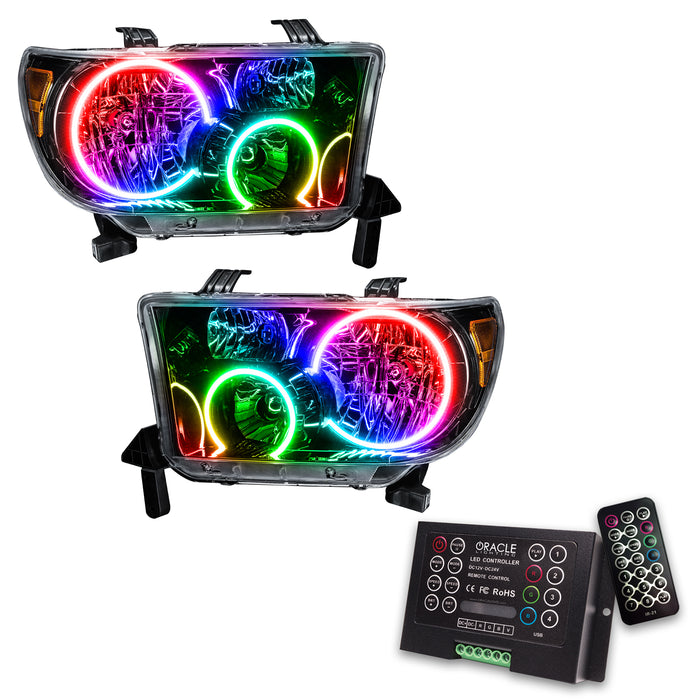 ORACLE 2007-2013 Toyota Tundra Pre-Assembled Headlights - (Black) - ColorSHIFT - with 2.0 Controller