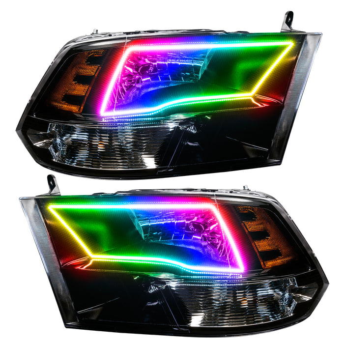 ORACLE 2009-2017 RAM 1500 TRX/SLT Quad Pre-Assembled Headlights - (Black) - ColorSHIFT - with 2.0 Controller