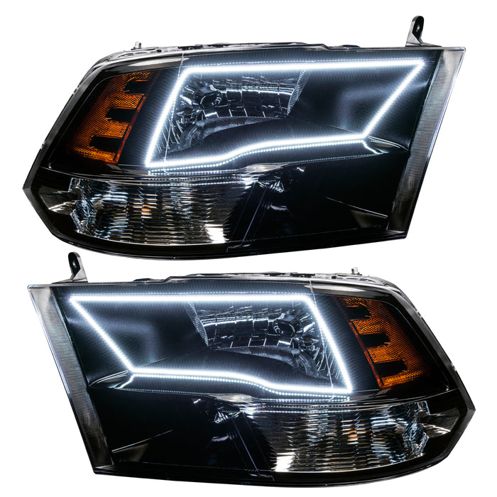 ORACLE 2009-2017 RAM 1500 TRX/SLT Quad Pre-Assembled Headlights - (Black) - ColorSHIFT - with Simple Controller