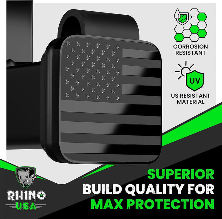 RHINO USA 2" AMERICAN FLAG HITCH COVER - BLACK & RED