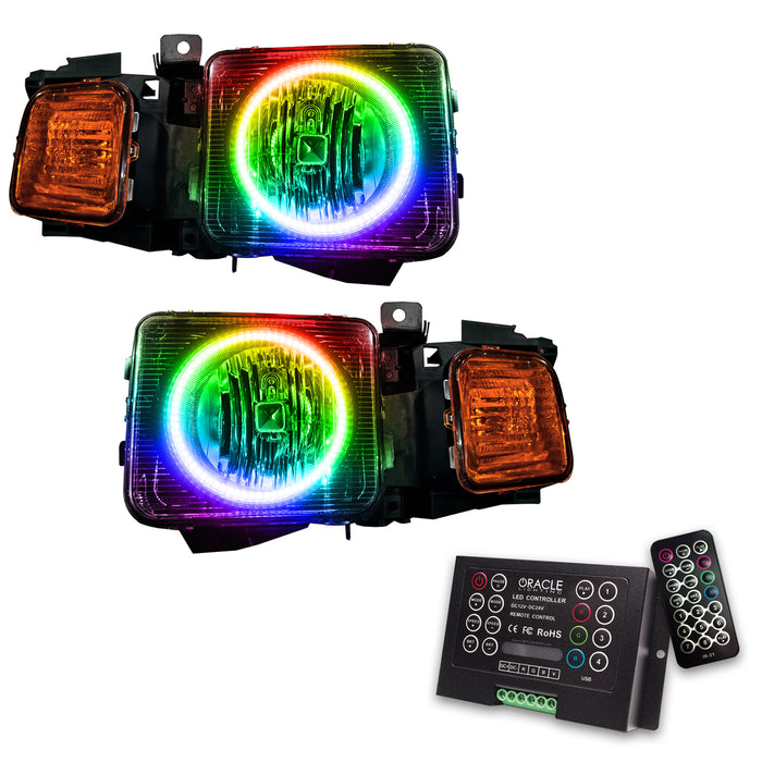 ORACLE 2006-2010 Hummer H3 Pre-Assembled Halo Headlights - ColorSHIFT - with 2.0 Controller