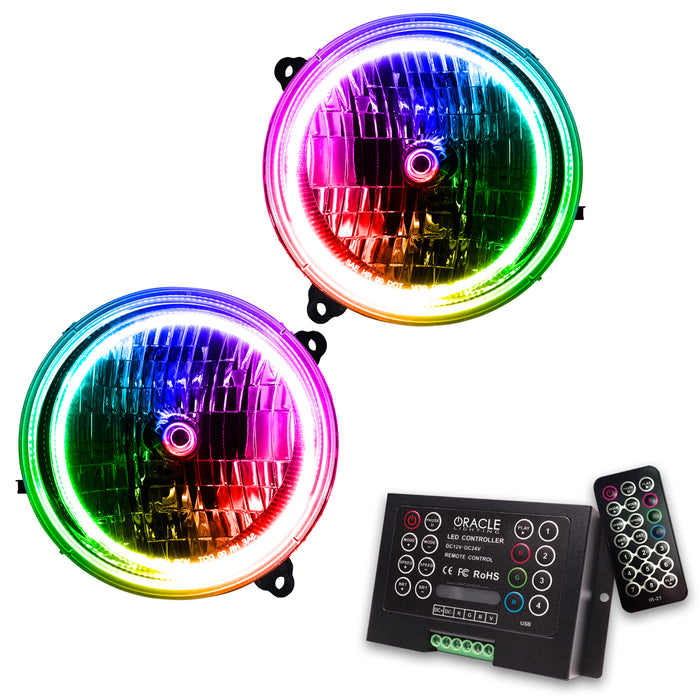 ORACLE 2002-2004 Jeep Liberty Pre-Assembled Halo Headlights - ColorSHIFT - with 2.0 Controller