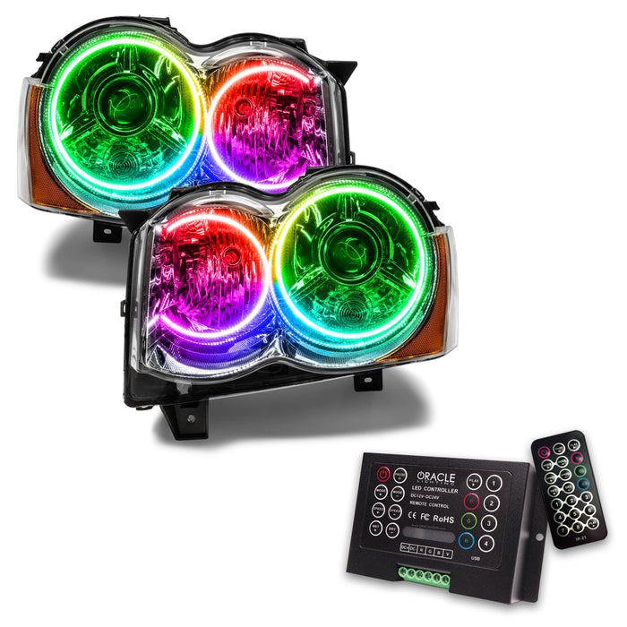 ORACLE 2008-2010 Jeep Grand Cherokee Pre-Assembled Halo Headlights - (HID) - ColorSHIFT - with 2.0 Controller