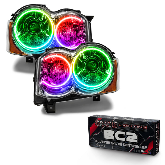 ORACLE 2008-2010 Jeep Grand Cherokee Pre-Assembled Halo Headlights - (HID) - ColorSHIFT - with BC2 Controller