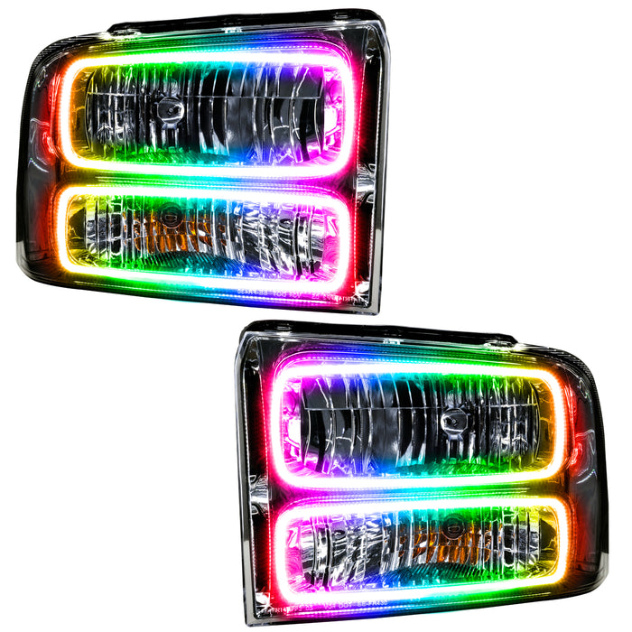 ORACLE 2005 Ford Excursion Pre-Assembled Halo Headlights - (Chrome) - ColorSHIFT - with No Controller