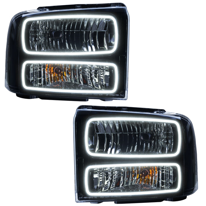 ORACLE 2005 Ford Excursion Pre-Assembled LED Halo Headlights - (Black Housing) - White