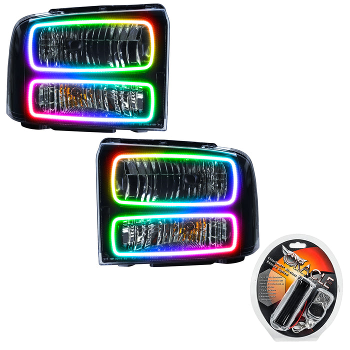 ORACLE 2005 Ford Excursion Pre-Assembled Halo Headlights - (Black) - ColorSHIFT - with RF Controller