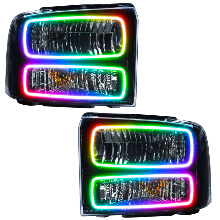 ORACLE 2005 Ford Excursion Pre-Assembled Halo Headlights - (Black) - ColorSHIFT - with No Controller