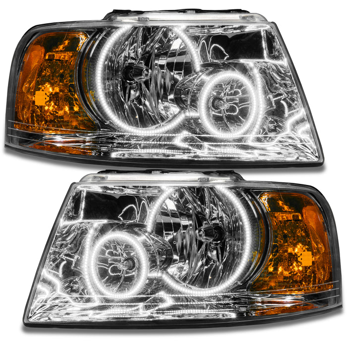 ORACLE 2003-2006 Ford Expedition Pre-Assembled Halo Headlights - (Chrome) - White